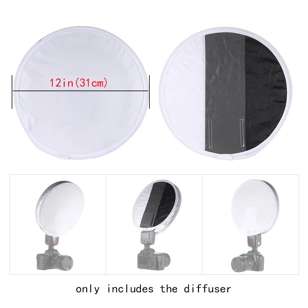 2 in 1 Grey Card Diffuser Softbox 30cm Foldable Speedlite Flash Light White Balance Soft Box