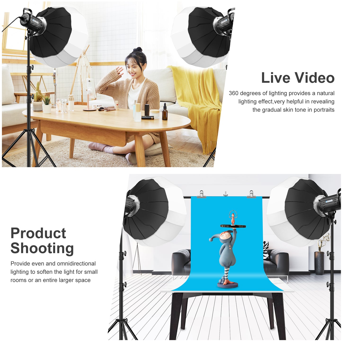 Puluz 65cm Foldable Lantern Softbox Speedlite Flash Light Diffuser Soft LED Light Box