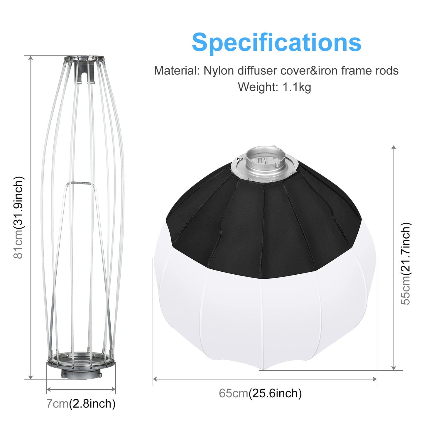 Puluz 65cm Foldable Lantern Softbox Speedlite Flash Light Diffuser Soft LED Light Box