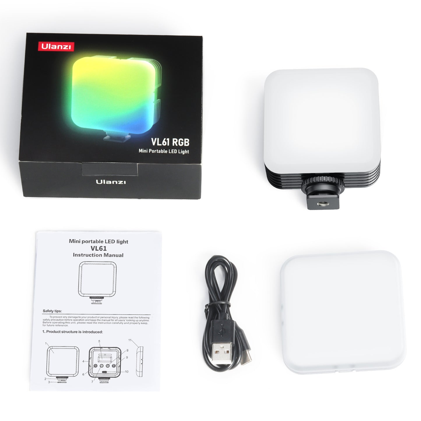 Uniqkart VL61 RGB Portable Rechargeable Photography Fill Light Camera LED Lamp