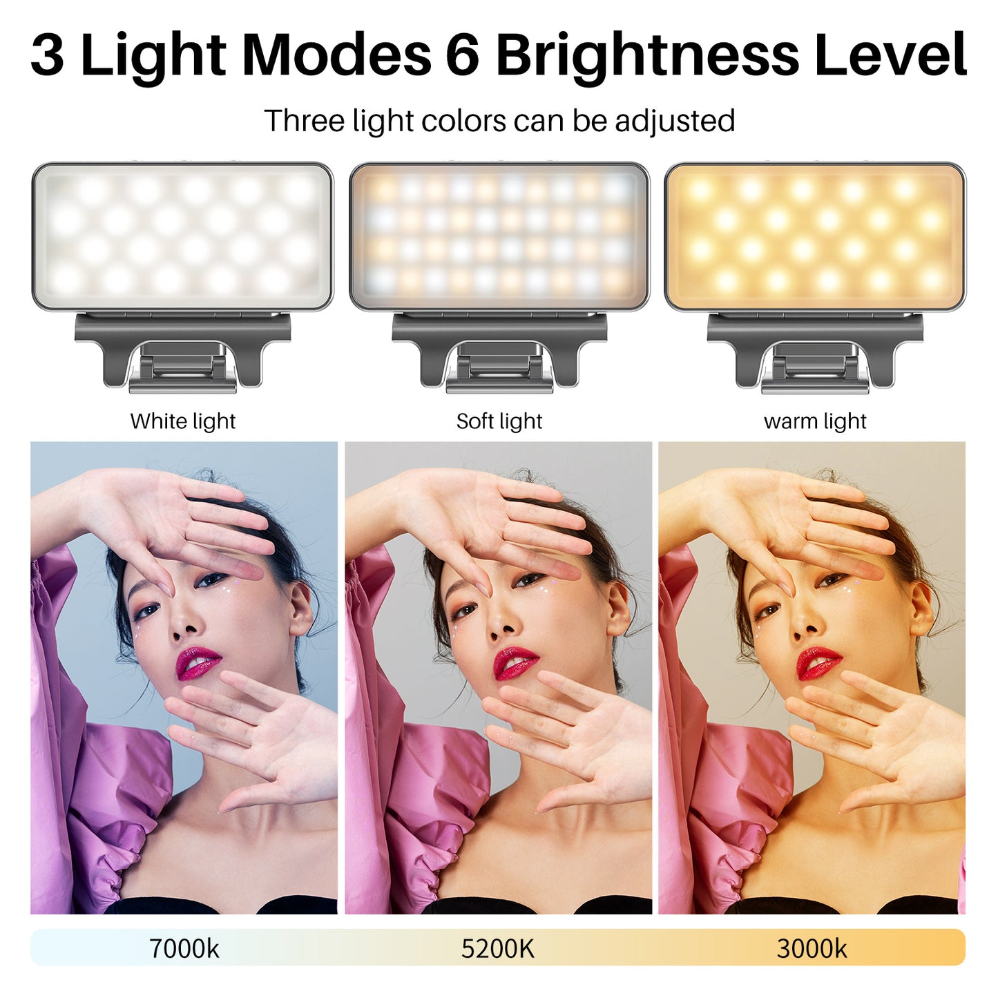 VIJIM CL08 Clip-on LED Video Light Computer Video Conference Lighting 3 Modes 3000K-7000K for PC Laptop Live Streaming