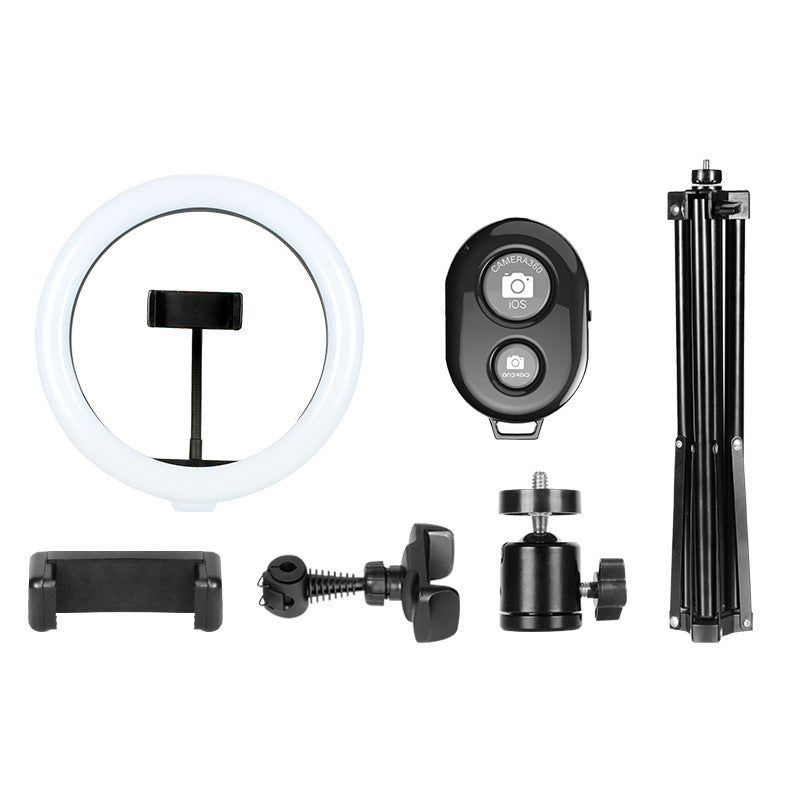 S26 Live Broadcast 10inch LED Selfie Ring Light + Tripod with Remote Shutter Phone Holder Set