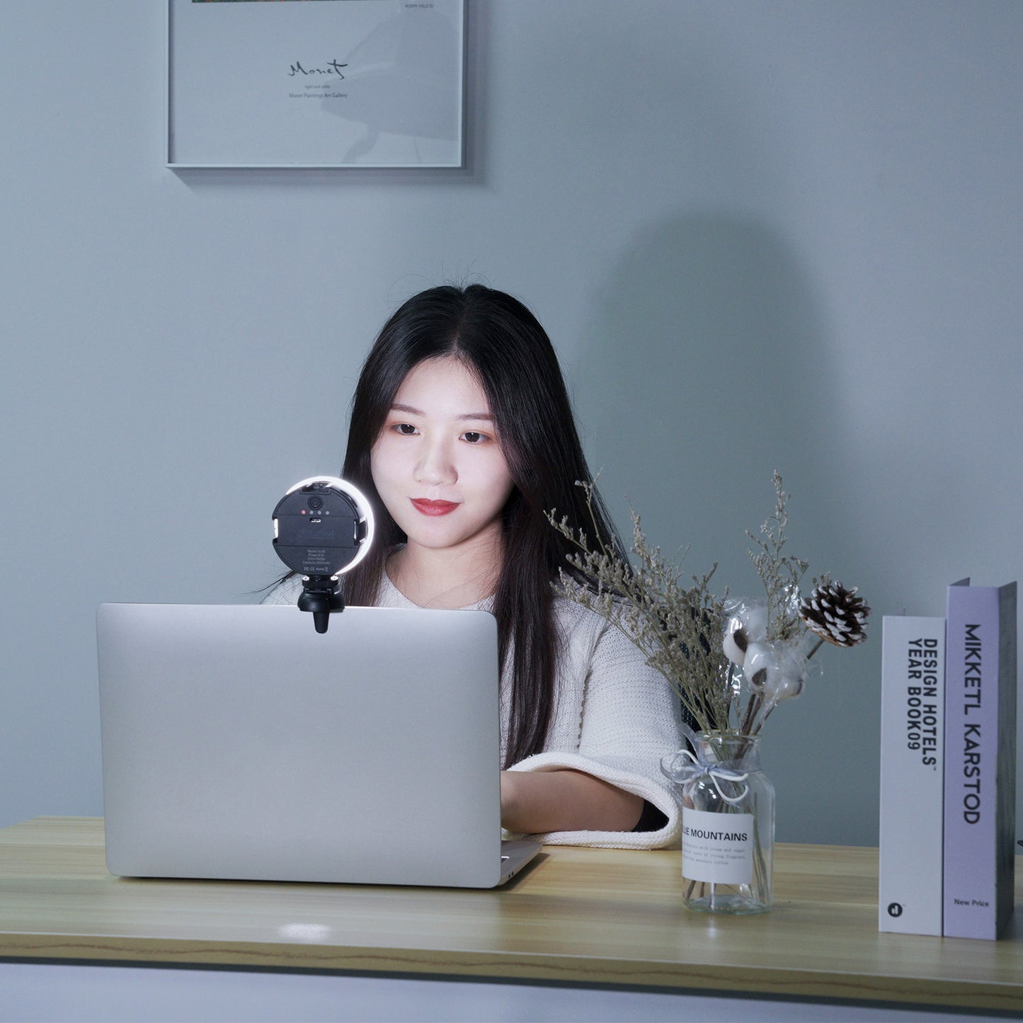 VIJIM CL01 Circular Video Conference LED Light with Clip LED Universal for iPad Tablet PC Laptop Phone Fill Light