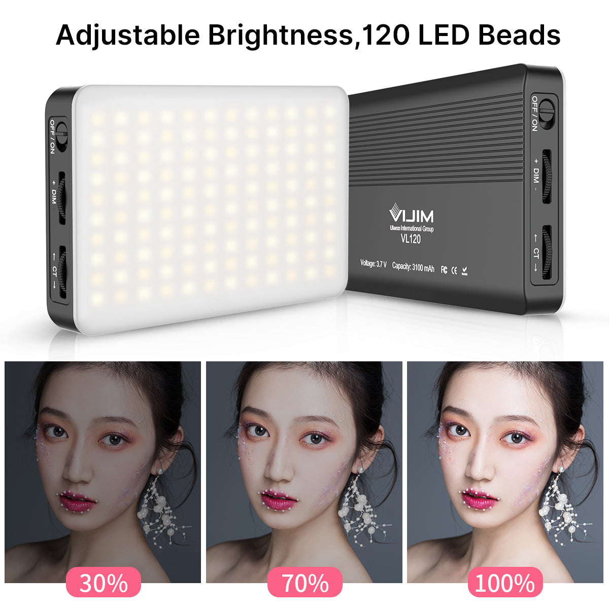 VIJIM VL120 3200K-6500K LED Video Light Vlog Pocket Light with TPU Suction Bracket