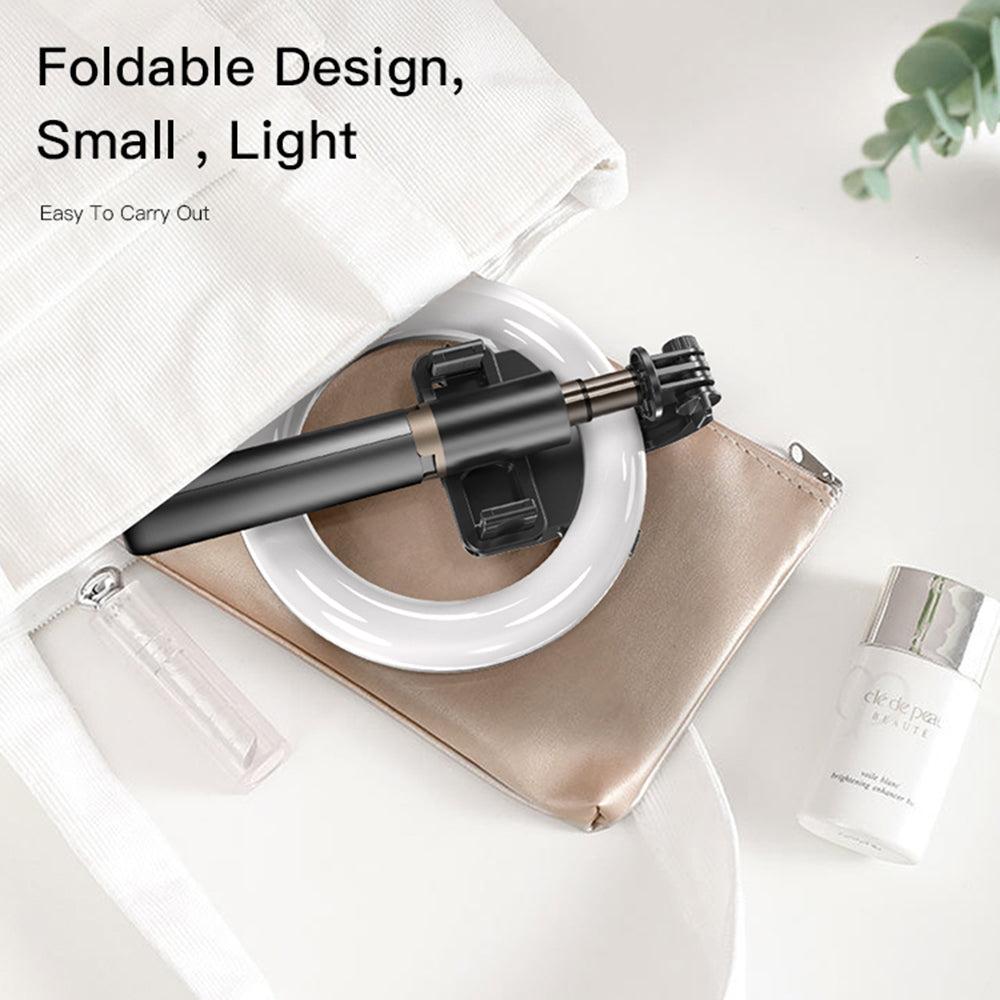 YESIDO SF12 Portable Bluetooth Remote Control Telescopic Phone Holder Tripod Selfie Stick with Ring Fill Light