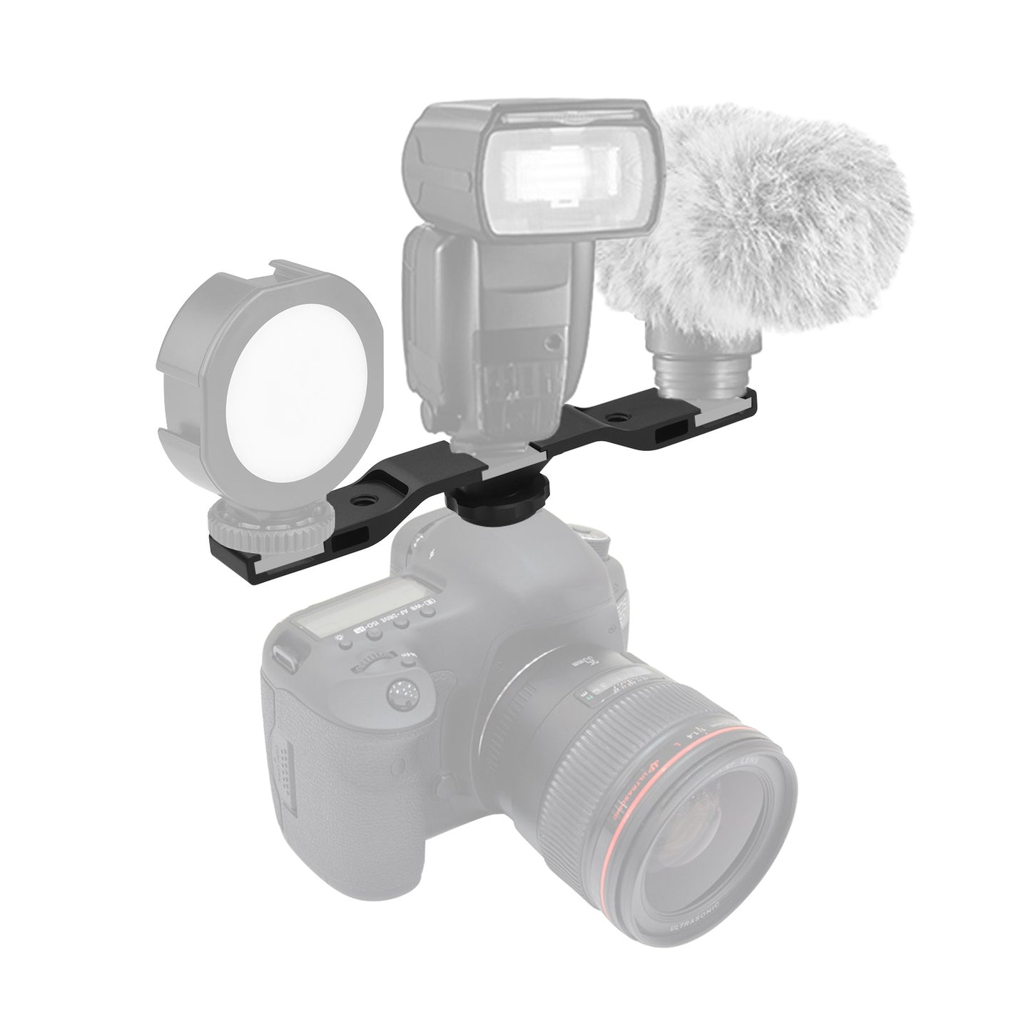 Triple Cold Shoe Extension Bar Universal Cold Shoe Mount Bracket Plate Adapter with 1/4 Screw Hole for Microphone/Video Recording/Live Stream