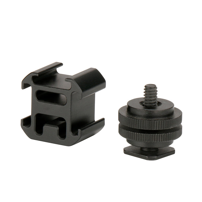 Uniqkart Three Head Cold Shoe Base Connector On-Camera Mount Microphone Fill Light Expansion Metal Adapter