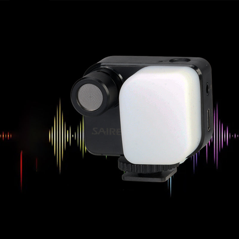 SAIREN LED Light Microphone Camera Phone Video Recording Vlogging Mini Mic Fill Light