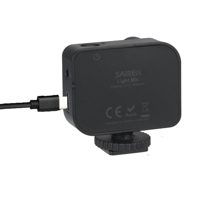 SAIREN LED Light Microphone Camera Phone Video Recording Vlogging Mini Mic Fill Light