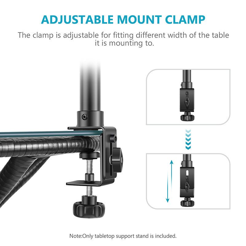 Uniqkart NW-858 Desk Mount Stand Telescopic Tabletop Clamp Adjustable Desktop Light Fixing Bracket