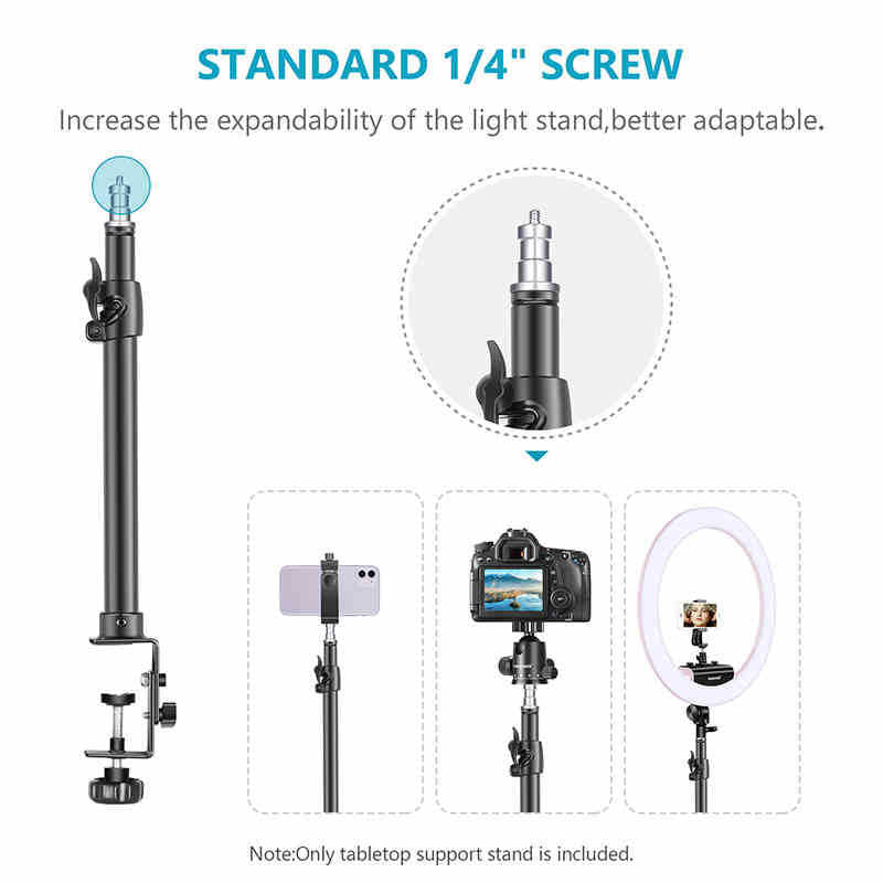 Uniqkart NW-858 Desk Mount Stand Telescopic Tabletop Clamp Adjustable Desktop Light Fixing Bracket