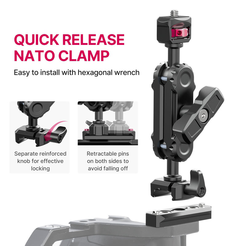 Uniqkart R103 Multi-Functional Sliding Slot Magic Arm with Clamp for Lightweight Cameras, Microphone