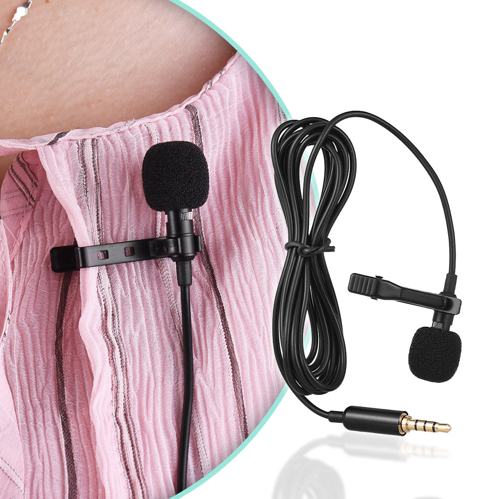 3.5mm Lavalier Mini Microphone Portable Wired Condenser Microphone 145cm for Conference Interview Broadcasting