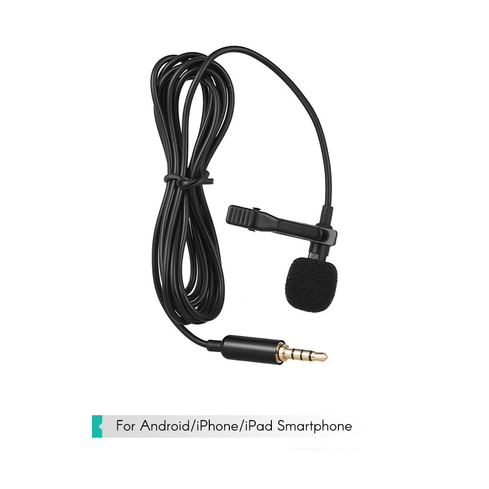 3.5mm Lavalier Mini Microphone Portable Wired Condenser Microphone 145cm for Conference Interview Broadcasting