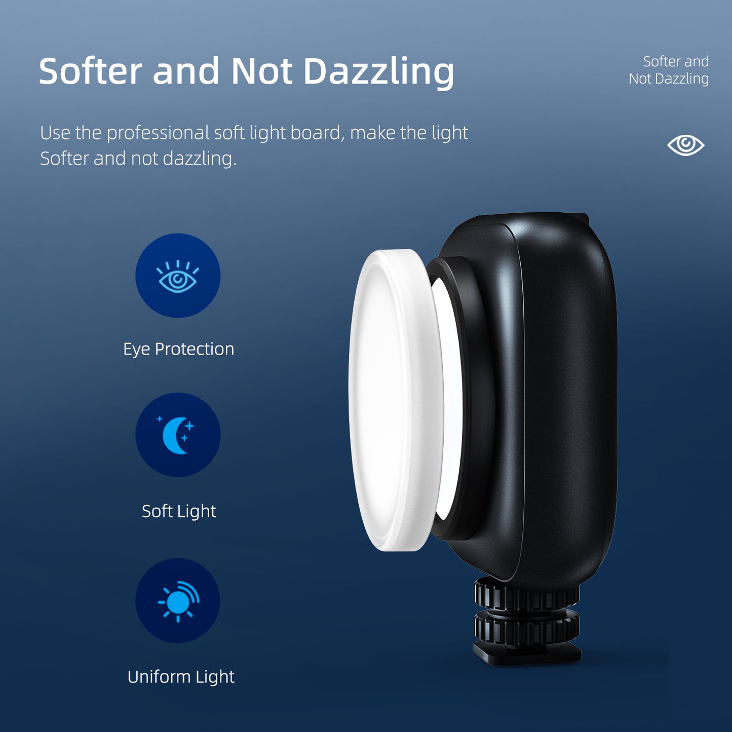 Uniqkart TE-BGD-001 LED Video Fill Light Photography Lighting with Cold Shoe 1/4 Screw Hole for Smartphone DSLR SLR Action Camera