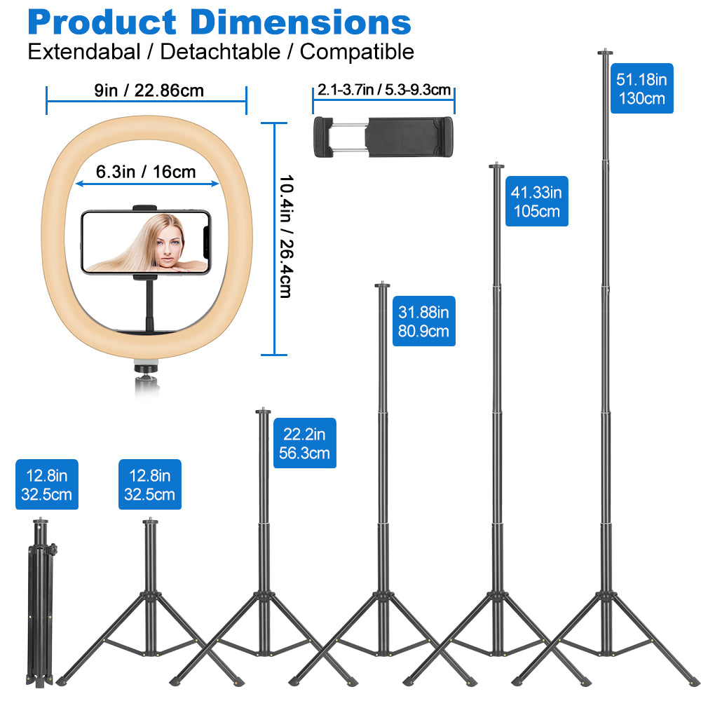 RMD-11 10 inch RGB LED Ring Light Selfie Photographic Lighting Dimmable Lamp with Control Tripod Stand