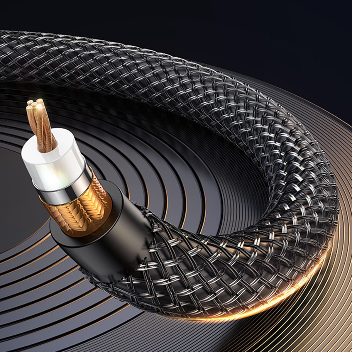 Uniqkart US-SJ540 3.5mm to 6.35mm Aluminum Alloy Audio Cable Gold-plated Connector Cable for Computer (1.2m)