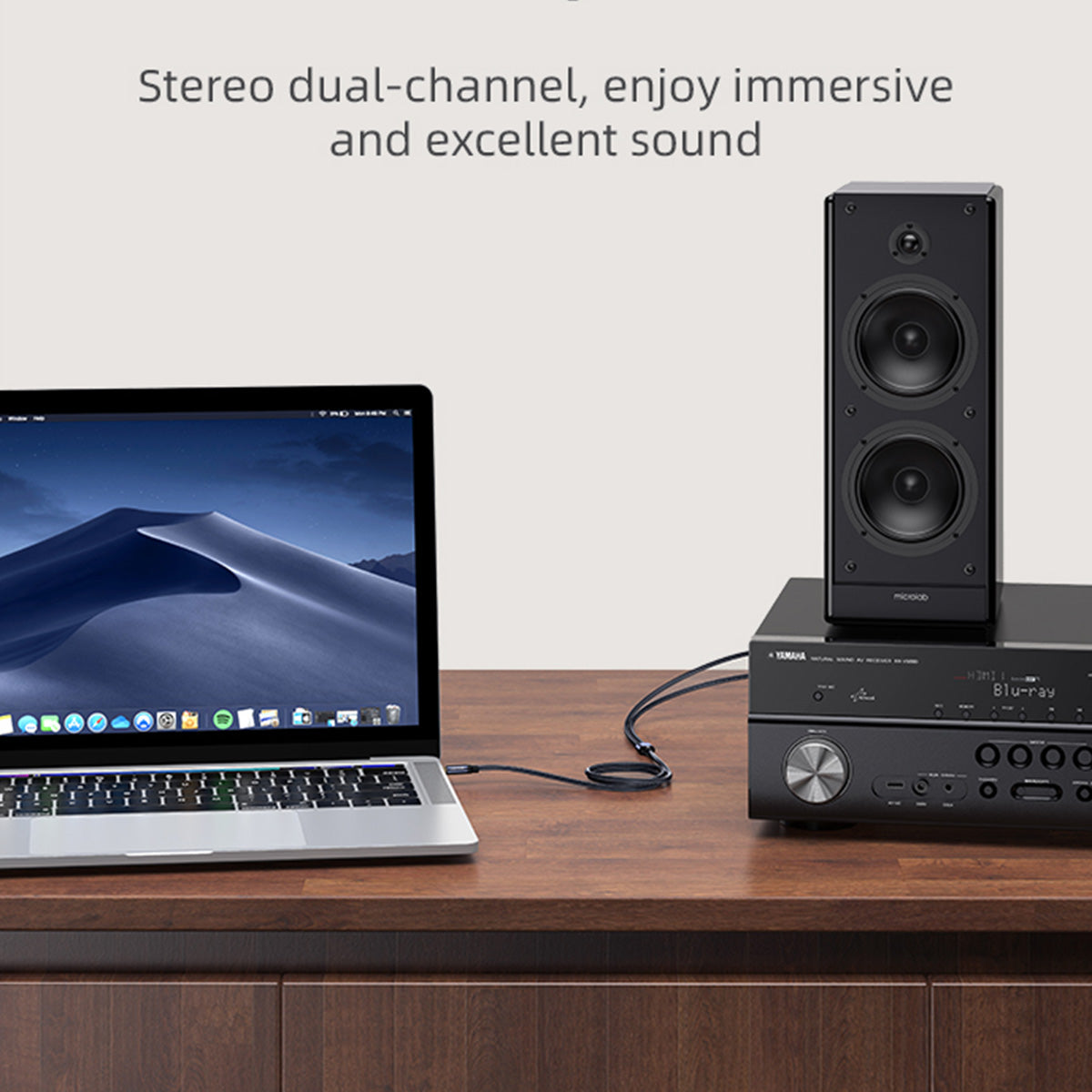 Uniqkart US-SJ540 3.5mm to Dual 6.35mm Aluminum Alloy Audio Cable Braided Gold-plated Connector Cable (2m)