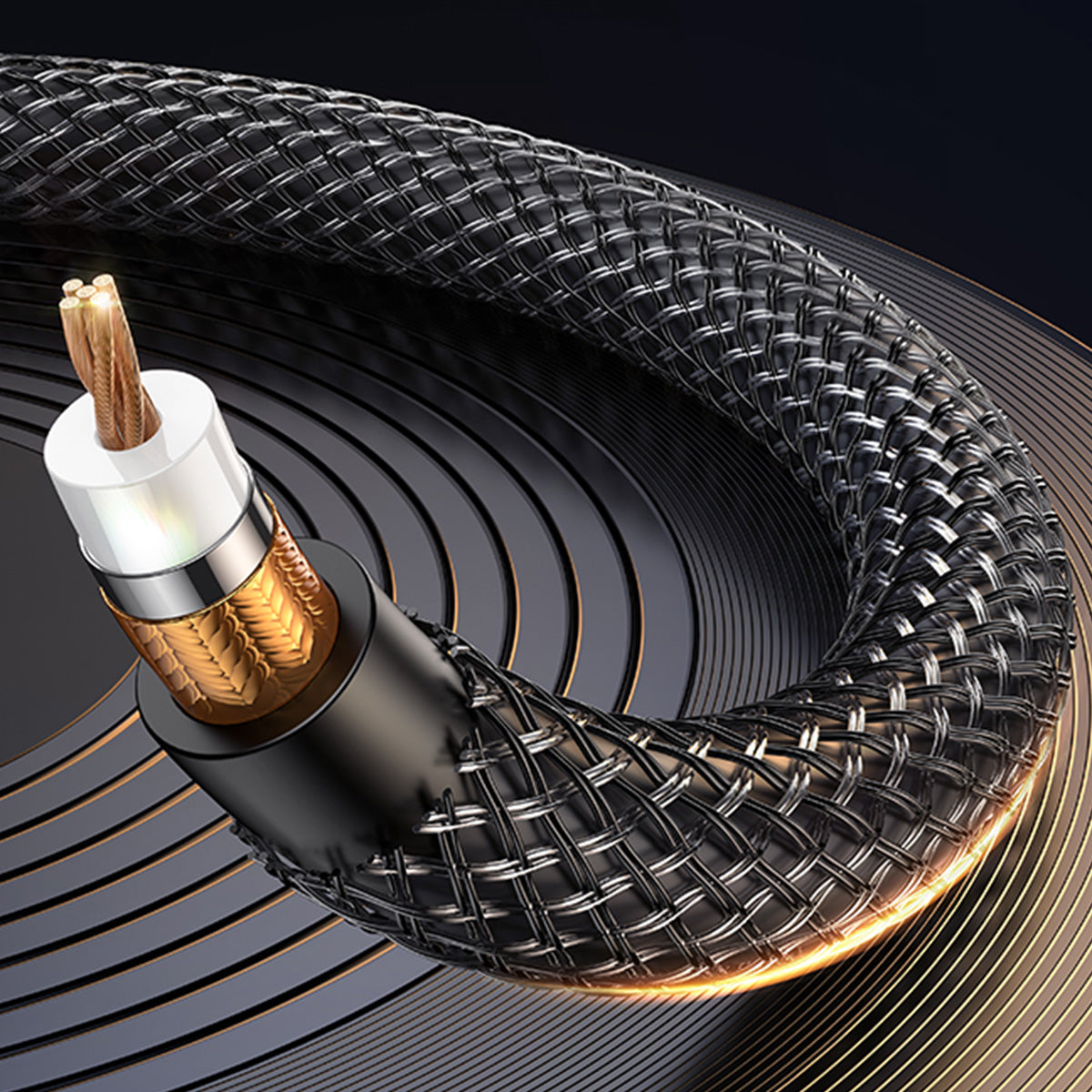 Uniqkart US-SJ540 3.5mm to Dual 6.35mm Aluminum Alloy Audio Cable Braided Gold-plated Connector Cable (2m)