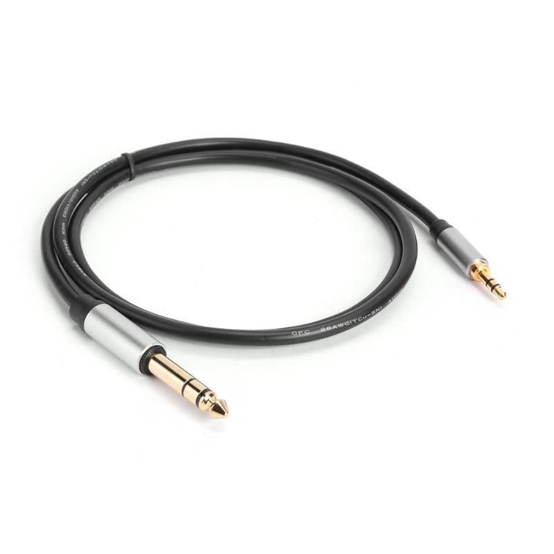 1m Conversion Cord 3.5mm Male to 6.35mm Male TRS Jack Stereo Aux Cable for Mixer Amplifier