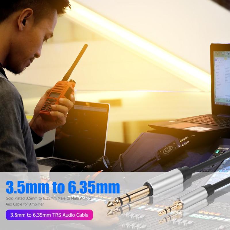 1m Conversion Cord 3.5mm Male to 6.35mm Male TRS Jack Stereo Aux Cable for Mixer Amplifier