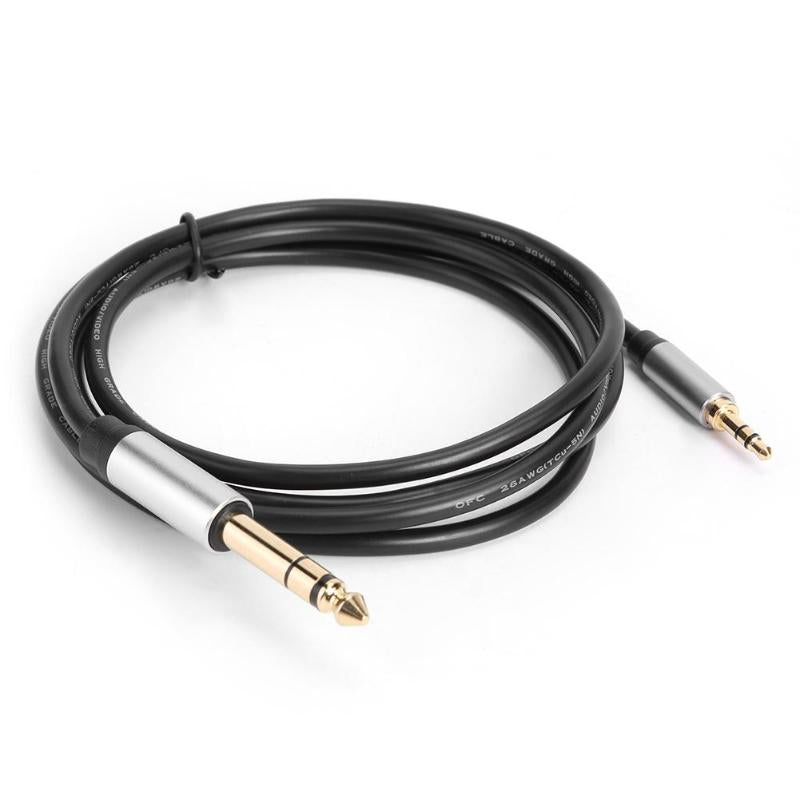 1.5m Conversion Cable 3.5mm Male to 6.35mm Male TRS Jack Gold Plated Plug Aux Cord for Mixer Amplifier