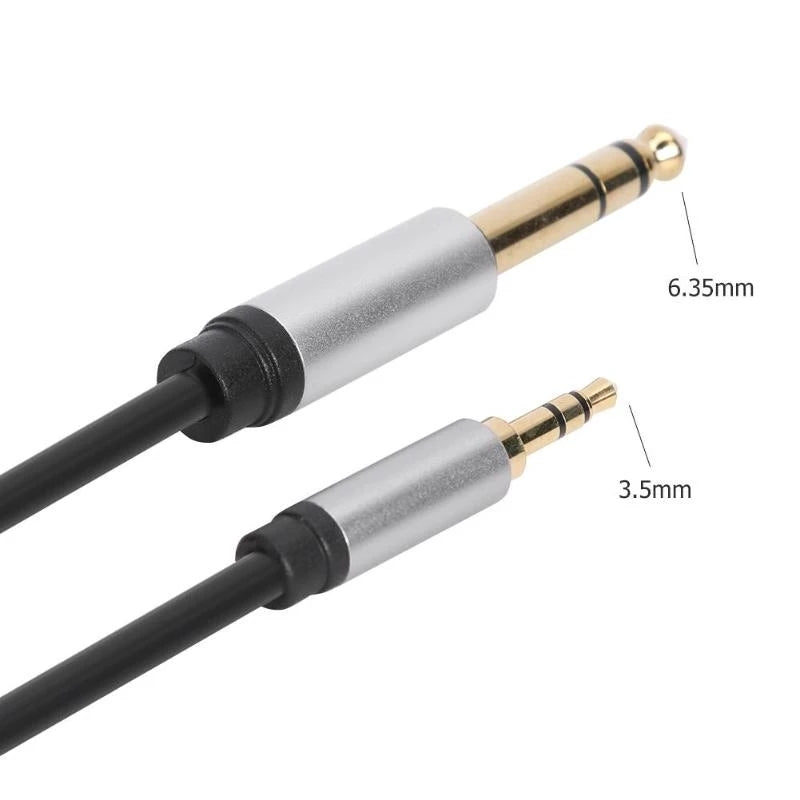1.5m Conversion Cable 3.5mm Male to 6.35mm Male TRS Jack Gold Plated Plug Aux Cord for Mixer Amplifier