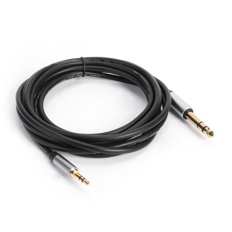 3m Stereo Aux Cable 3.5mm Male to 6.35mm Male TRS Jack Aux Conversion Cord for Mixer Amplifier