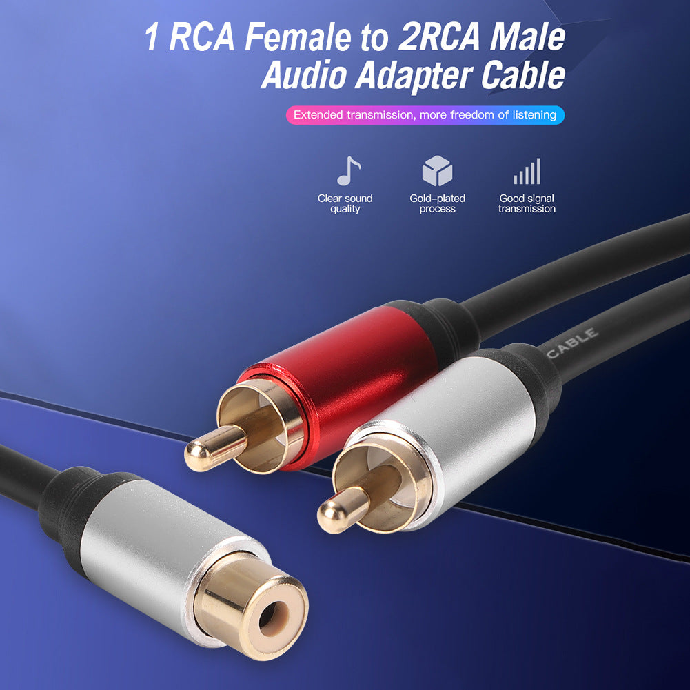 1RCA Female to 2RCA Male Audio Cable Adapter for Speaker DVD TV Laptop Portable RCA Audio Y Splitter Cable