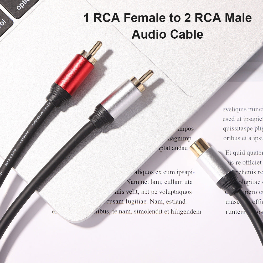 1RCA Female to 2RCA Male Audio Cable Adapter for Speaker DVD TV Laptop Portable RCA Audio Y Splitter Cable