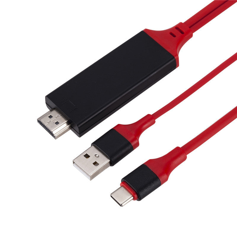 6.6ft/2m Type-C to HDMI Cable Adapter USB3.1 to HDMI Support USB Charging Type-C to HDMI Converter 4K*2K Compatible with 1080P 720P - Red