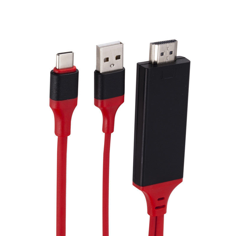 6.6ft/2m Type-C to HDMI Cable Adapter USB3.1 to HDMI Support USB Charging Type-C to HDMI Converter 4K*2K Compatible with 1080P 720P - Red