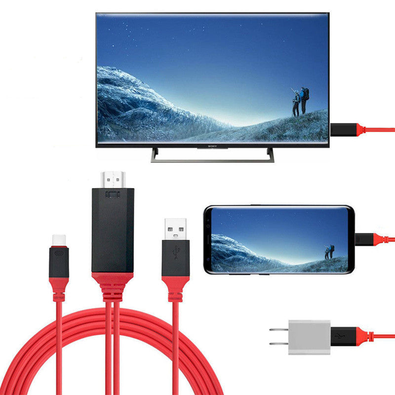 6.6ft/2m Type-C to HDMI Cable Adapter USB3.1 to HDMI Support USB Charging Type-C to HDMI Converter 4K*2K Compatible with 1080P 720P - Red