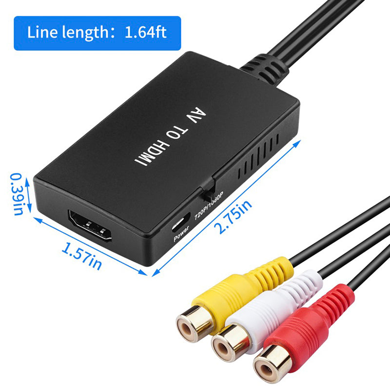 AV to HDMI 1080P Video Output PAL/NTSC4 Converter RCA Digital TV Adapter for Projectors TV Box Blue-Ray DVD