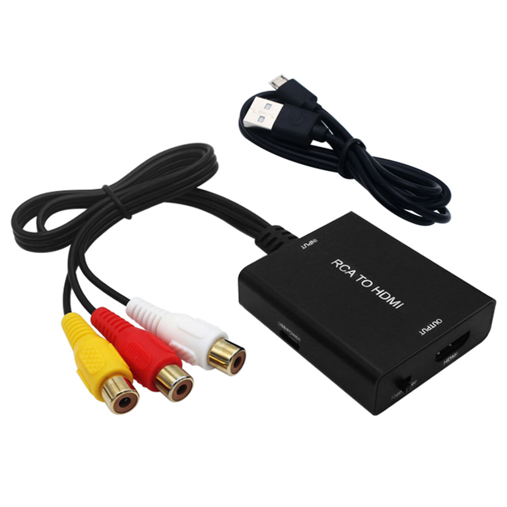 RCA to HDMI Converter HD 1080P Video Output Adapter with Power Cable for HDTV Monitor Projector