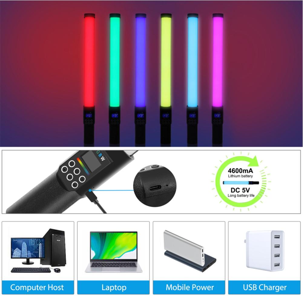 YB130 RGB LED Stick Fill Light Handheld Dimmable Video Light Wand Speedlight Photography Lamp with Light Barrier