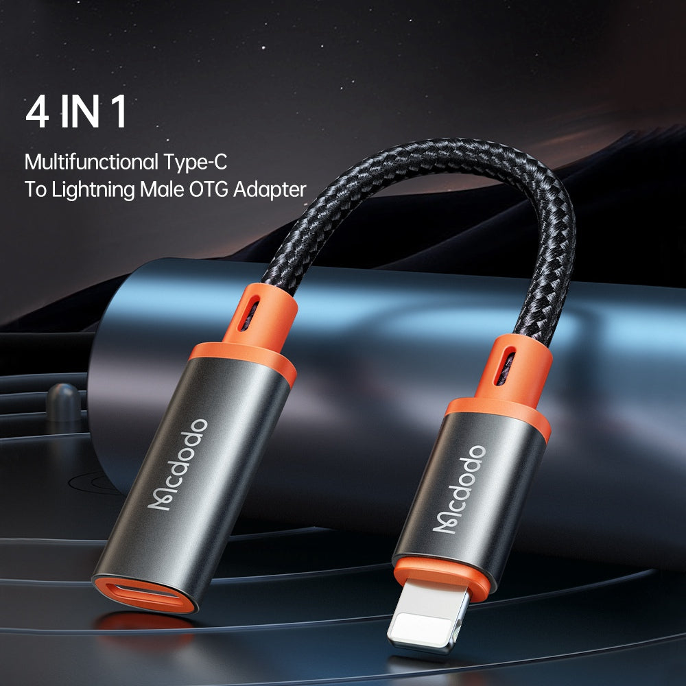 Uniqkart CA-1440 MDD 11cm Female Type-C to Lightning Male Adapter OTG Converter Cable Support Data Transmission Fast Charge