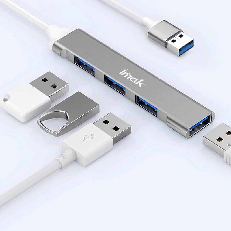IMAK Multi-Port 4 in 1 USB Docking Station Portable USB HUB Adapter to 3 USB2.0 + USB 3.0 Multifunction Converter Compatible with Windows / macOS / Linux - Grey