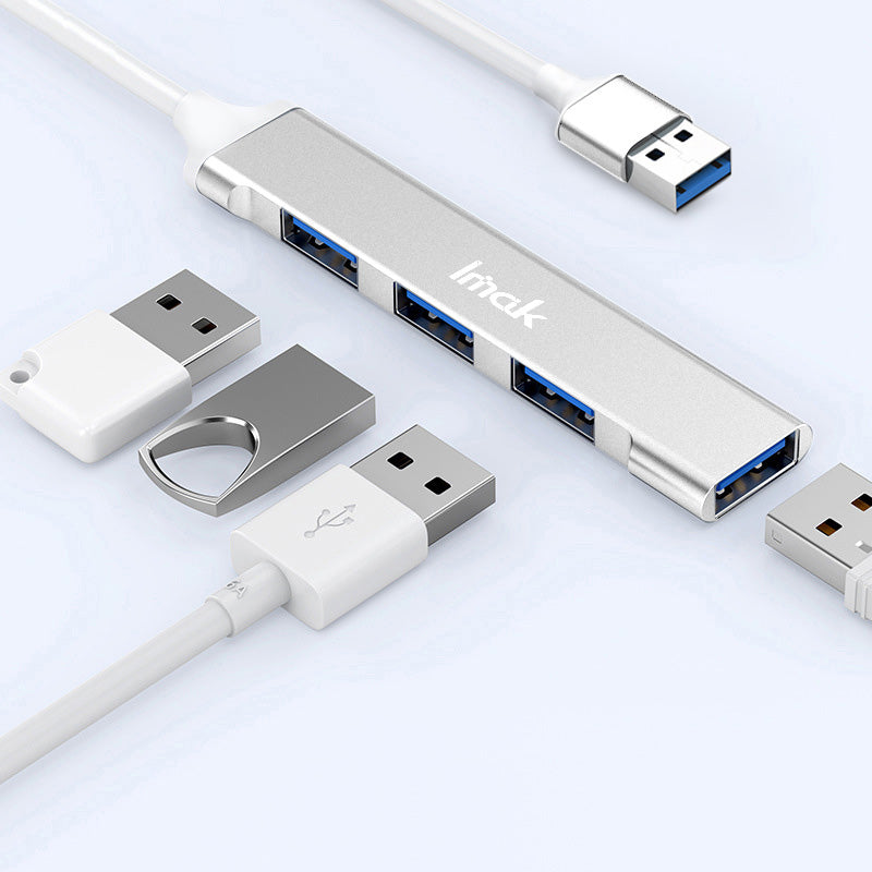 IMAK Multi-Port 4 in 1 USB Docking Station Portable USB HUB Adapter to 3 USB2.0 + USB 3.0 Multifunction Converter Compatible with Windows / macOS / Linux - Silver