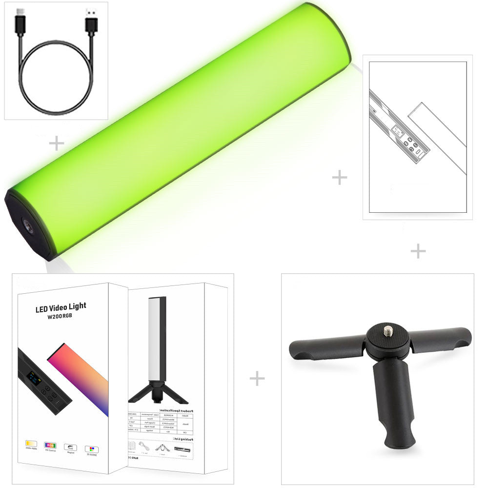 W200 Handheld RGB Colorful Magnetic Fill Light Wand 2500K-9000K Photography Selfie LED Lamp