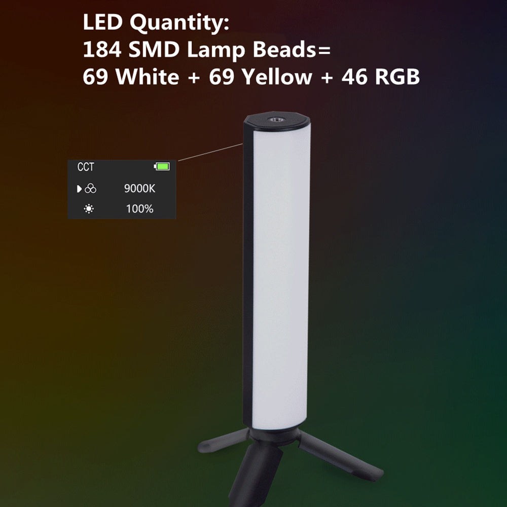 W200 Handheld RGB Colorful Magnetic Fill Light Wand 2500K-9000K Photography Selfie LED Lamp