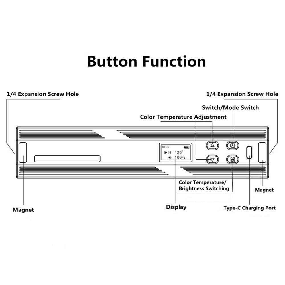 W200 Handheld RGB Colorful Magnetic Fill Light Wand 2500K-9000K Photography Selfie LED Lamp
