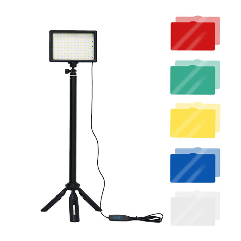 f-500kt 180-Degree Adjustable LED Light Panel 3200K-5600K USB Studio Light Lamp Kit Tripod Stand with 5 Filter Cards for Photography, Live Streaming, Vlogging