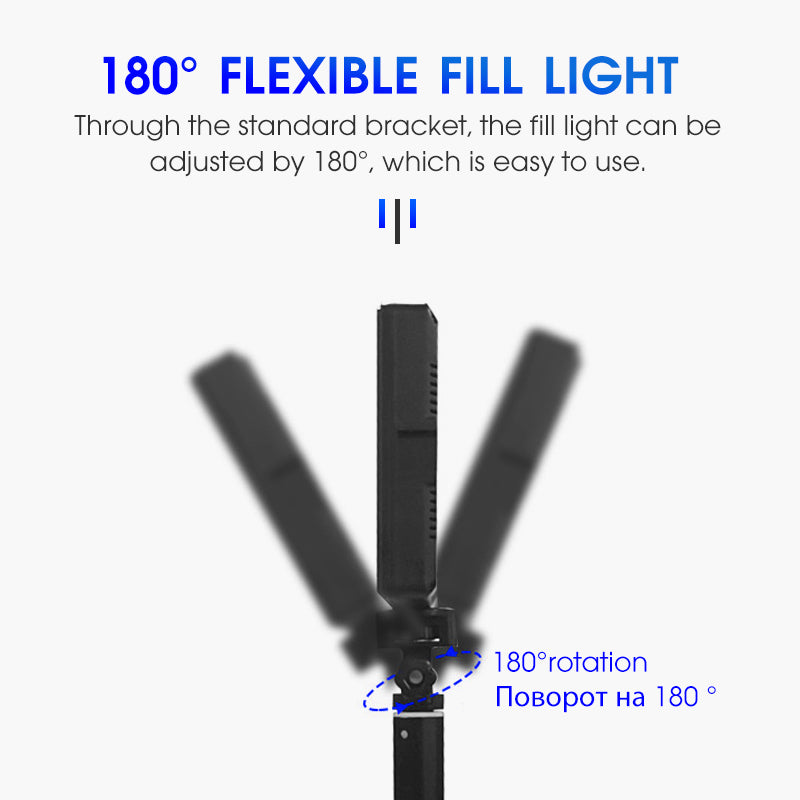 f-500kt 180-Degree Adjustable LED Light Panel 3200K-5600K USB Studio Light Lamp Kit Tripod Stand with 5 Filter Cards for Photography, Live Streaming, Vlogging