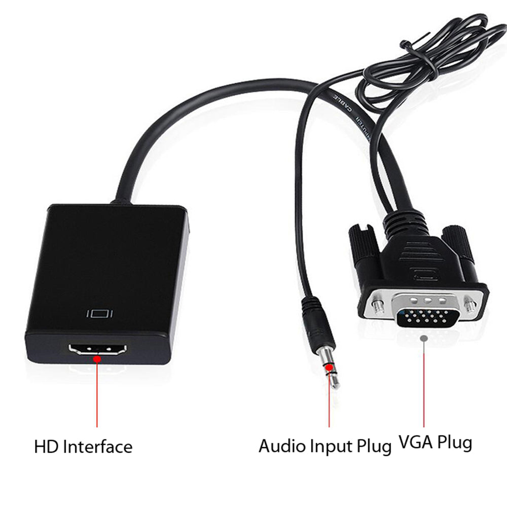 VGA to HDMI Adapter Cable VGA Male to HDMI Female Converter Computer to TV HDMI Adapter with 3.5mm Audio Connector