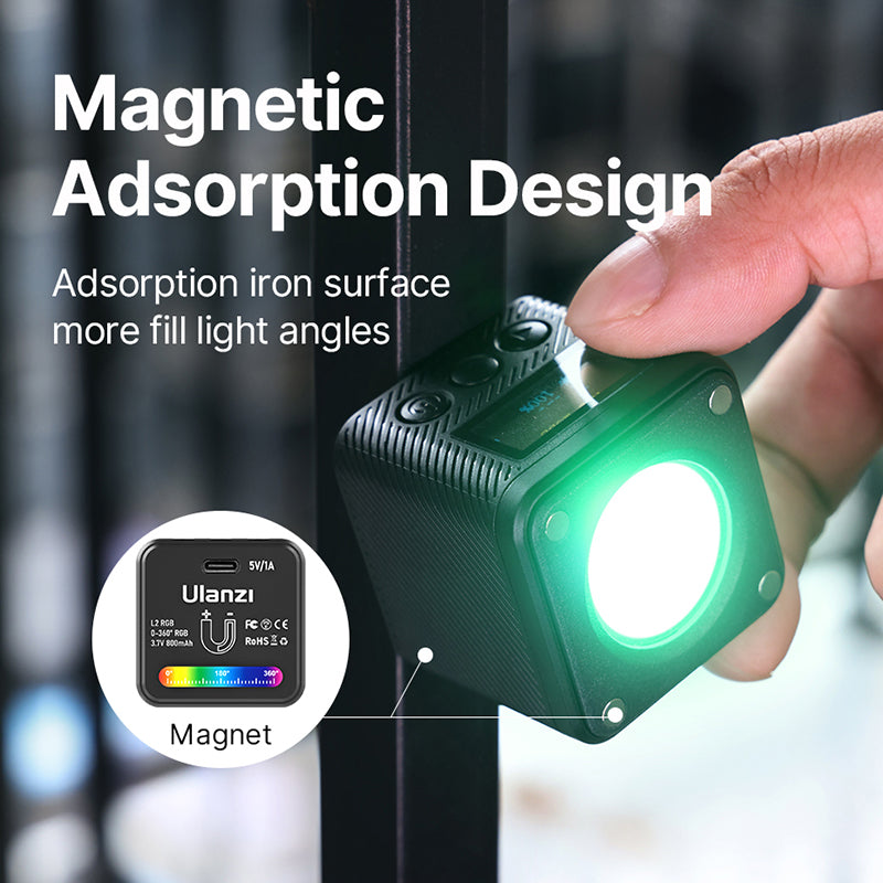 Uniqkart 2878 L2 RGB Mini COB Video Camera Light Dimmable 360 Degree Full Color Light with Silicone and Honeycomb Diffuser