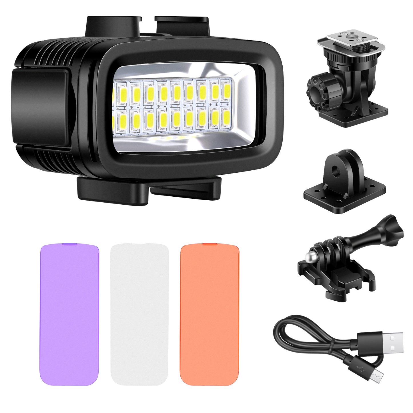 Uniqkart WP11 40m Underwater Diving Light Waterproof LED Video Light 2500mAh 700 Lumens for Action Camera