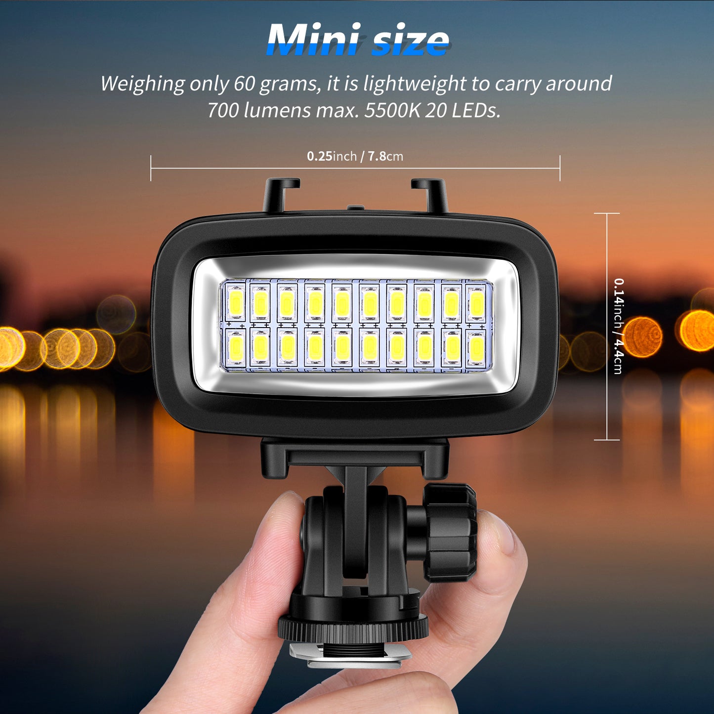 Uniqkart WP11 40m Underwater Diving Light Waterproof LED Video Light 2500mAh 700 Lumens for Action Camera