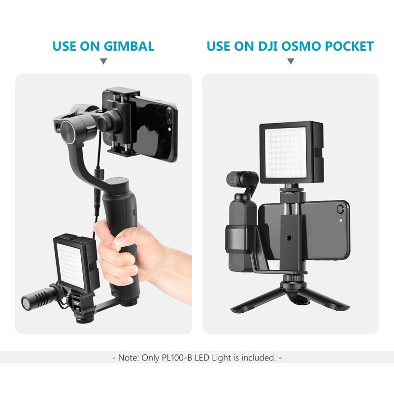 Uniqkart PL100-B Mini Plastic+Metal Camera Phone Photography Fill Light Rechargeable Dimmable LED Fill Light