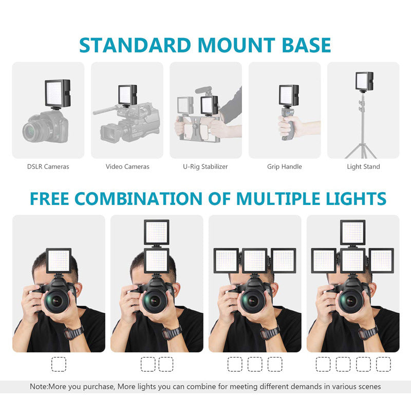 Uniqkart PL100-B Mini Plastic+Metal Camera Phone Photography Fill Light Rechargeable Dimmable LED Fill Light